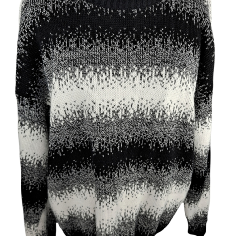 Vintage 80s Protege by TAG Pullover Sweater Black Gray White VTG USA Medium.